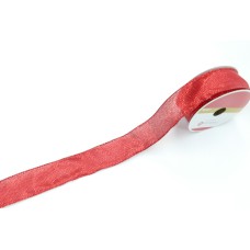 1.5 Inch Metallic Red Wired Christmas Ribbon, 25 Feet Per Spool (Lot of 1 Spool) SALE ITEM 